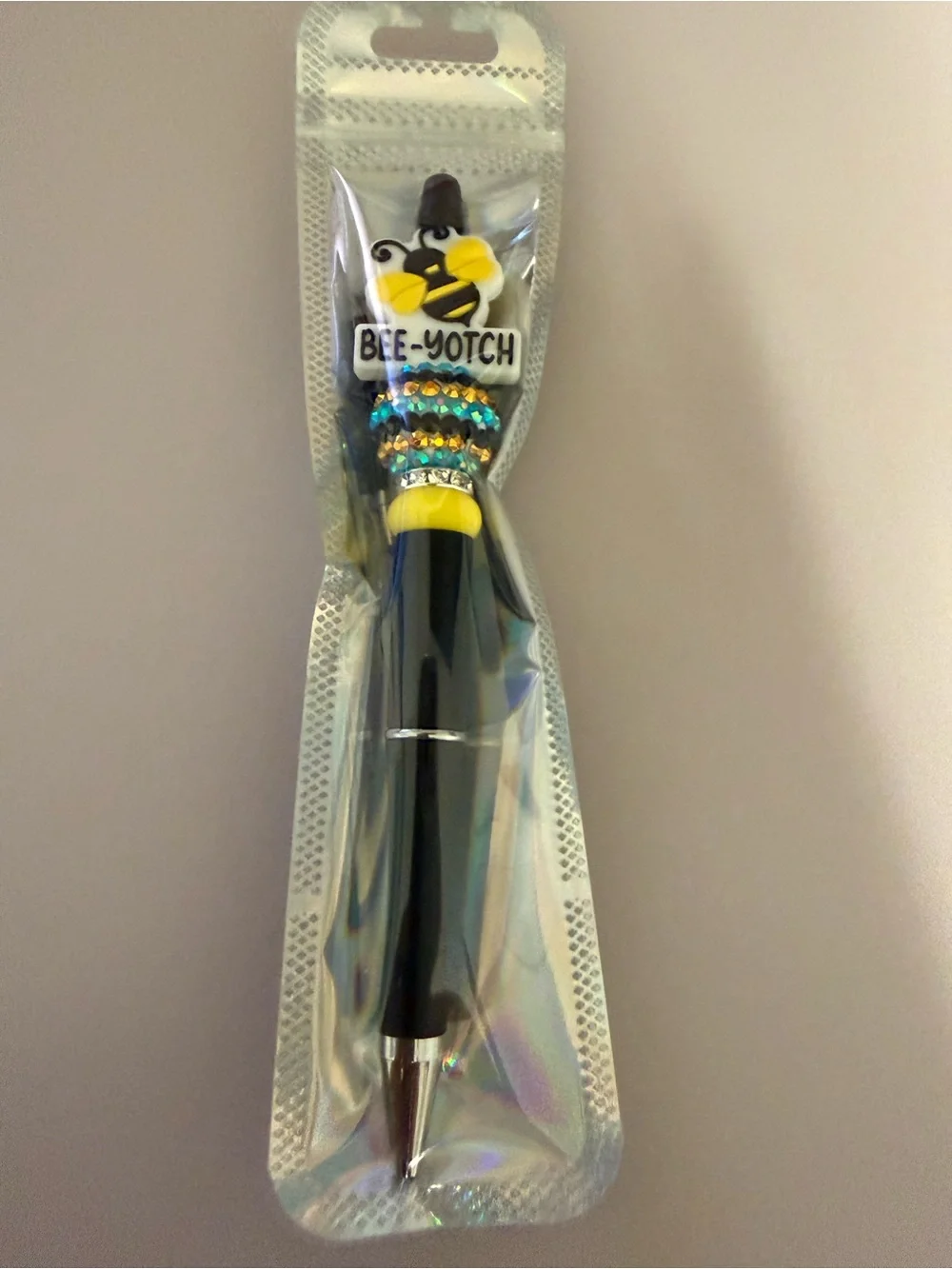 Bee-Yotch beaded Bee Pen in Black and Yellow